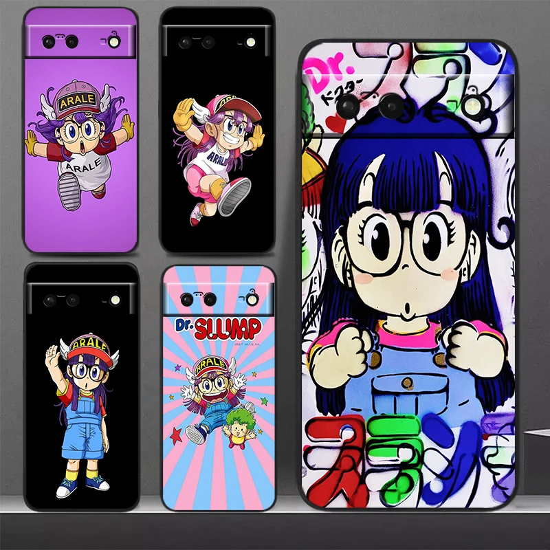 Funda de teléfono Anime Arale para Google Pixel 9 8 7 Pro 6 Pro 6A 5A 5 4 4A XL 5G funda suave negra