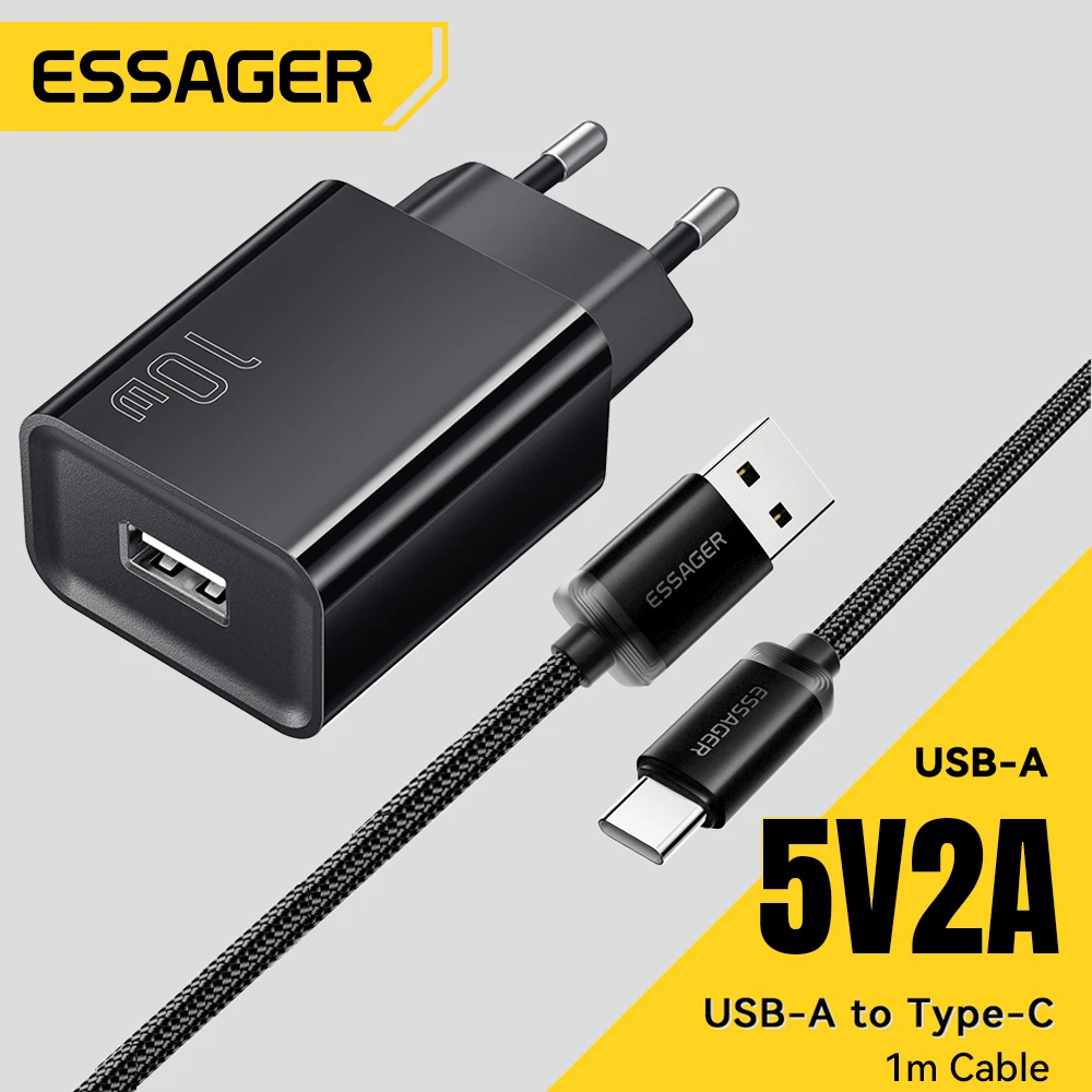 Essager Mini cargador USB de 10W, adaptador de carga rápida para iPhone16 15 Pro Max, Xiaomi, Huawei, carga portátil de viaje para teléfono móvil
