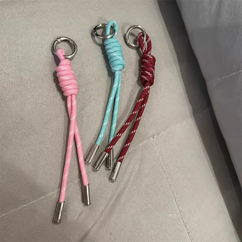 Cuerda tejida de nailon Y2k, cordón para teléfono móvil, correa para muñeca, cadena de mano para mujer, bolso corto antipérdida para teléfono móvil, colgante de llave - imagen 2