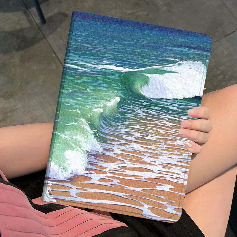 Ondulaciones de olas oceánicas azules para Samsung Galaxy Tab S7 S8 S9 S10 11 12,4 13,1 FE Plus Lite pulgadas funda para tableta - imagen 4