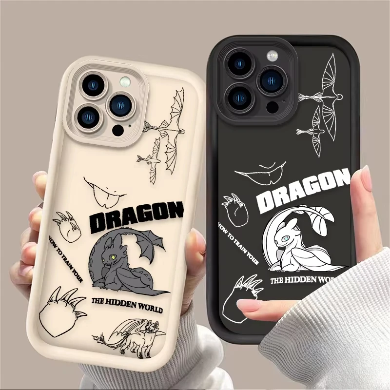 Funda de teléfono sin dientes con dragón de dibujos animados para iPhone 16e 16 15 14 13 12 11 Pro Max XS Max XR 7 8 Plus, funda trasera de silicona a prueba de golpes - imagen 2