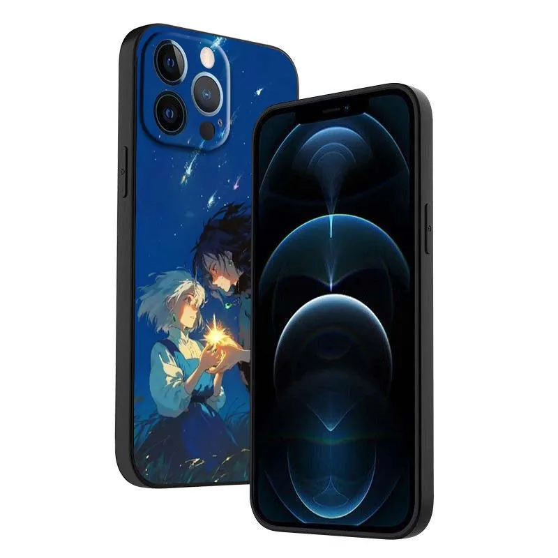 Funda de Anime Castillo de corte para Apple iPhone 17 Air 16e 16 15 14 13 XS X Mini Plus Pro Max funda de teléfono negra - imagen 5