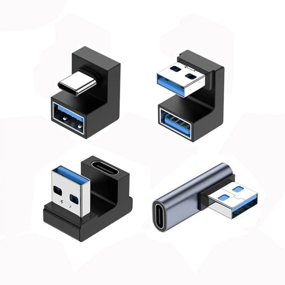 Adaptador de Cable de datos de carga USB 3,1 tipo C, convertidor para Android, codo de 90/180 grados, OTG, carga rápida, 10gbps, 1 piezas - imagen 3