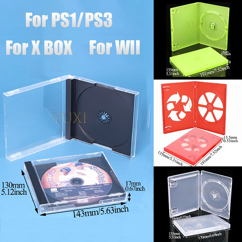 YUXI 1 unidad de caja protectora de almacenamiento de discos CD DVD para PS3 PS1 Wii Xbox CD funda de disco de juego