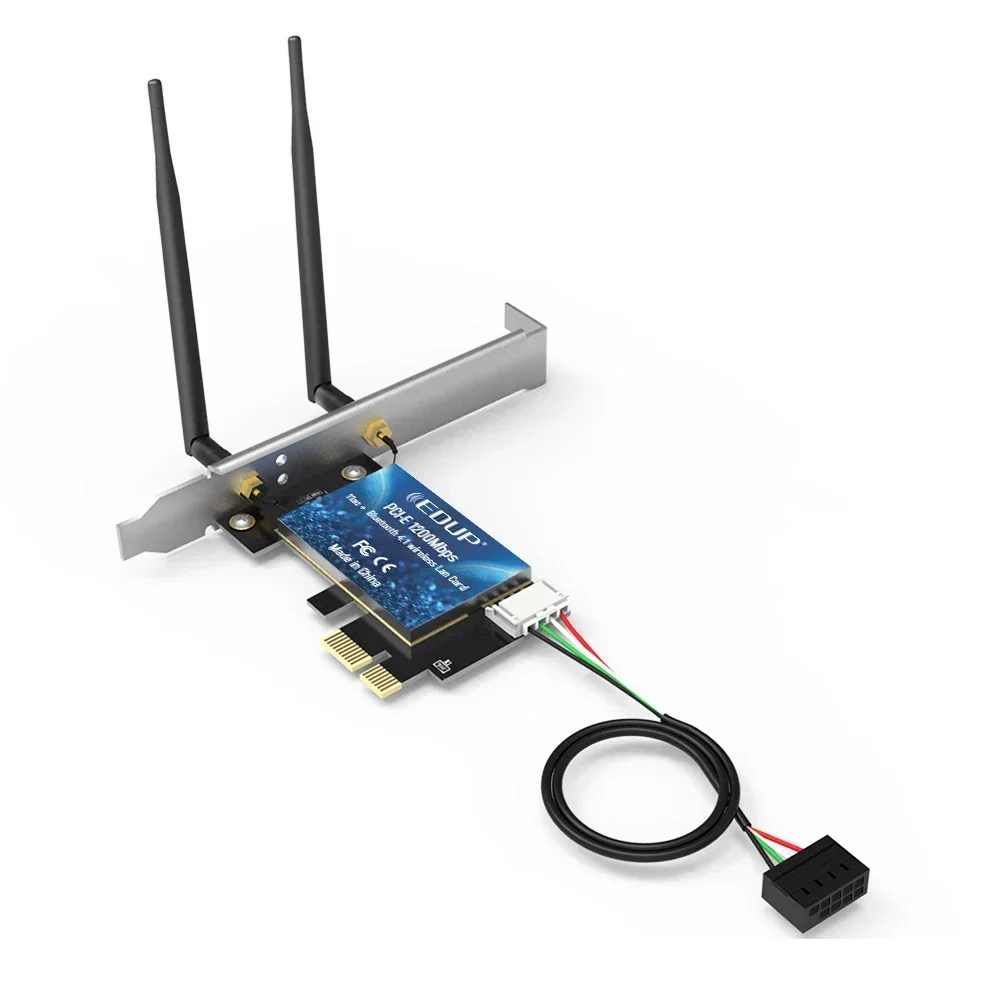 AC1200Mbps Wi-Fi con adaptador PCI Express Bluetooth con antena 2*5dBi wifi tarjeta de ordenador portátil ethernet usb adaptador wifi 1200mbps - imagen 4