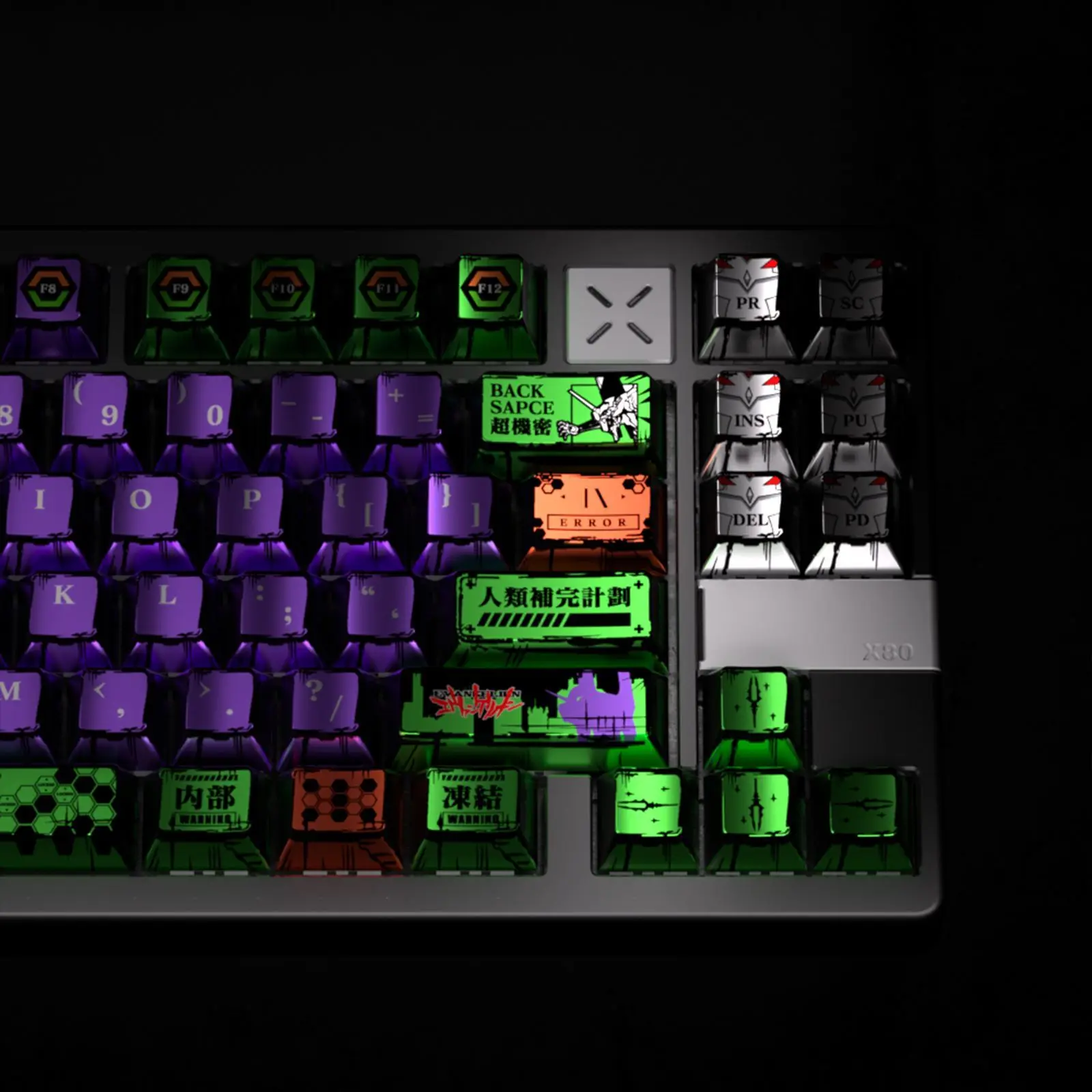 Teclas de pintura metálica de 128 teclas, teclas de EVA personalizadas, juego de Anime PBT, tinte mate de cinco lados Sub para teclas de teclado de eje - imagen 5