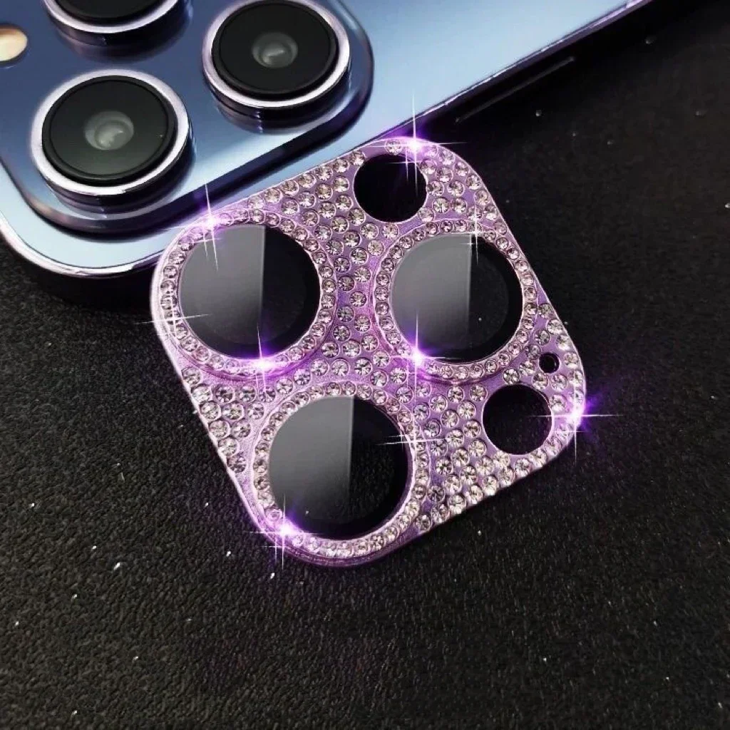 Película de lente de cámara para IPhone 14, 13, 12, 15 16Pro Max Mini 14 15 16Plus, Protector de anillo de lente de cámara con brillo de diamante, 2-3 Uds. - imagen 4