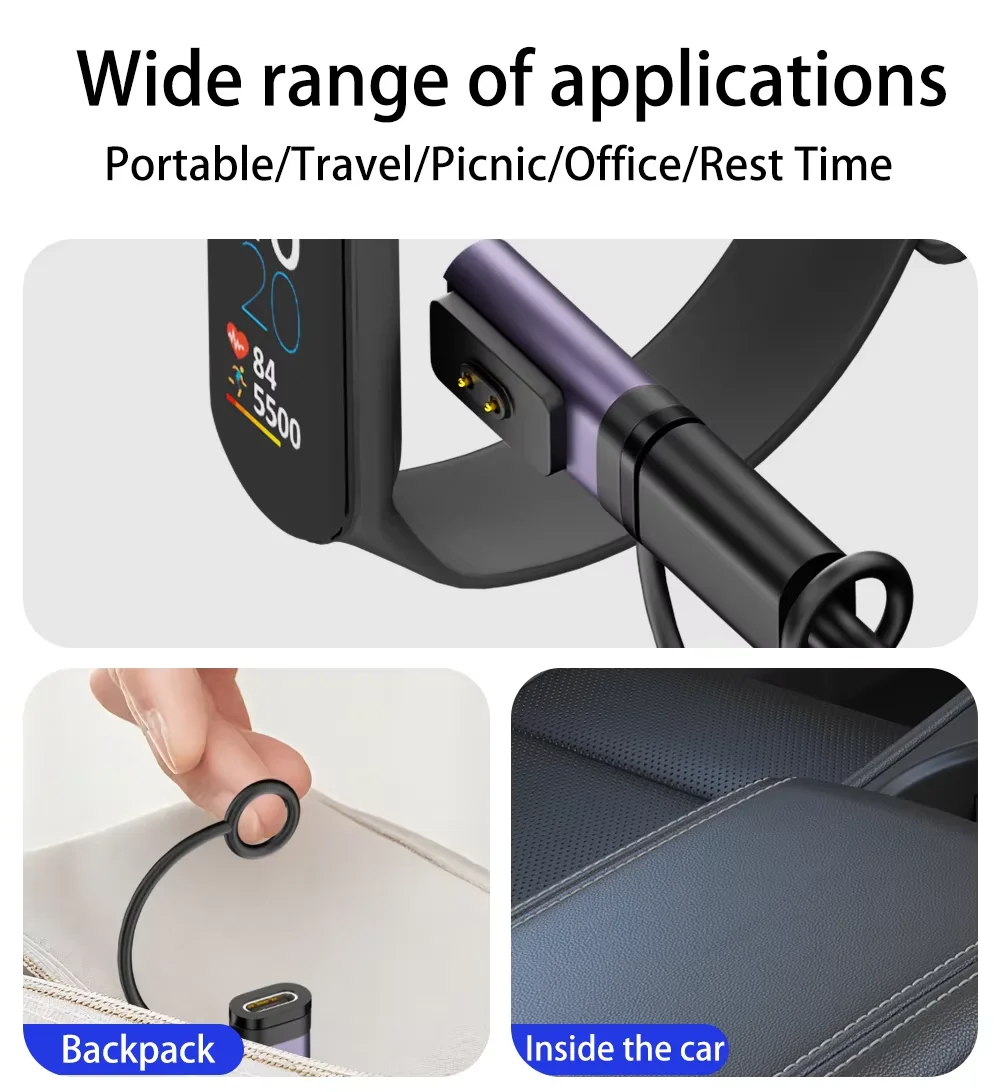 Adaptador de cargador tipo C para Xiaomi Band 8/9/10 Conector de carga de repuesto USB-C Compatible con Redmi Band2/3 Smartwatch4/5 - imagen 5