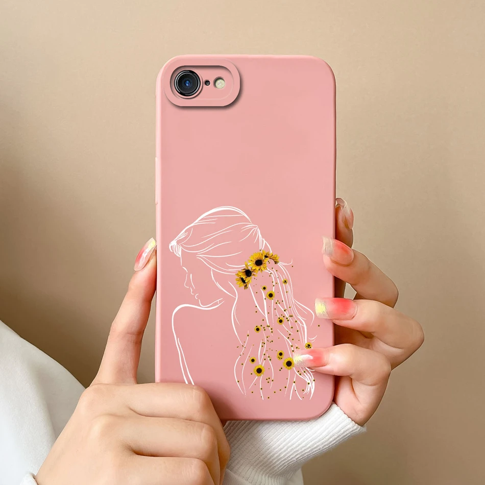 Para iPhone 7 8 Plus iPhoneSE funda de teléfono con bonito gato para iPhone SE iPhone7 7 + iPhone8 8 + carcasa anticaída de silicona líquida suave - imagen 5