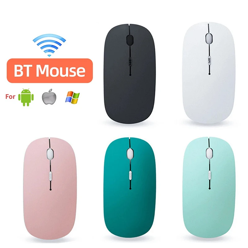 Ratón inalámbrico compatible con Bluetooth, ratón silencioso para ordenador, ratón portátil para juegos de trabajo para ordenadores portátiles, iPad, tableta, PC y ordenador