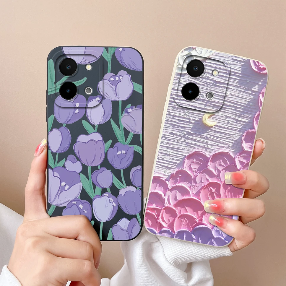 Fundas de teléfono para Vivo Y28, carcasa de silicona líquida suave a prueba de golpes, cubierta trasera protectora para Vivo Y 28 - imagen 2