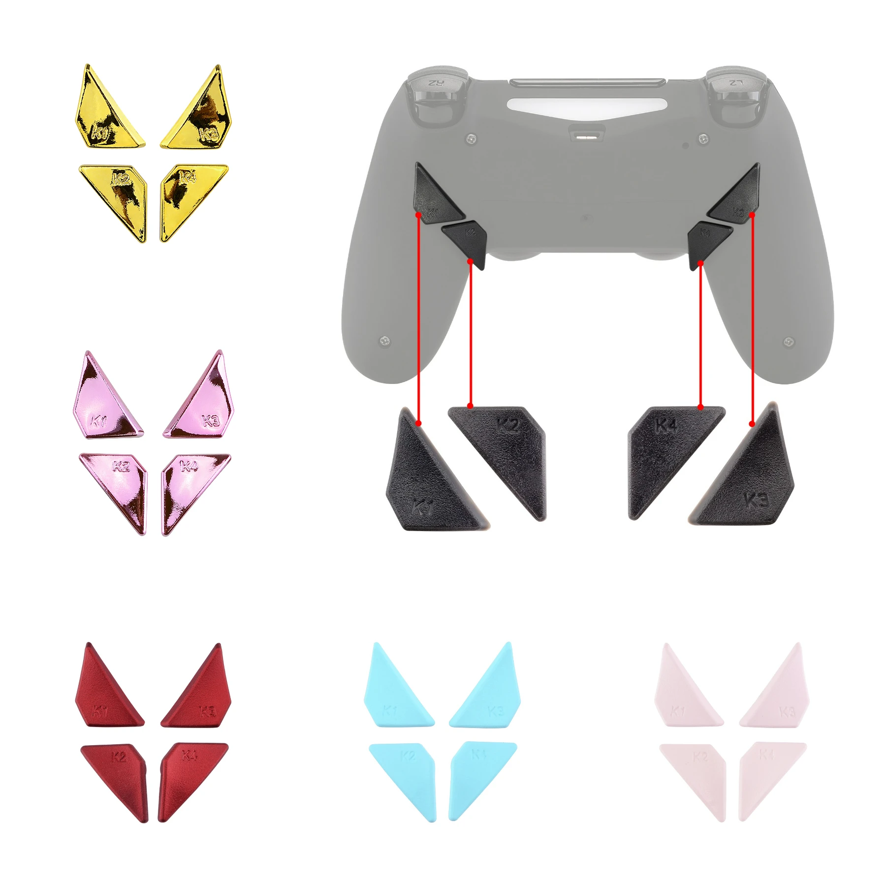 eXtremeRate Reemplazo de botones traseros rediseñados K1 K2 K3 K4 Paletas para controlador PS4 eXtremeRate DAWN Remap Kit - Negro