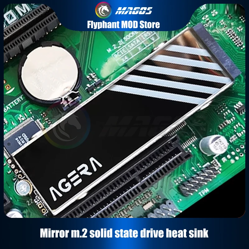 Armadura del disipador de calor de unidad de estado sólido M.2 de cristal de espejo, radiador M2 de aluminio del disipador de calor SSD 2280 con almohadilla térmica de cambio de fase - imagen 2