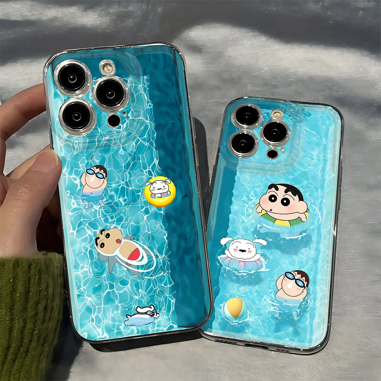 Funda de teléfono divertida para natación Shin-chans para crayones-VIVO Y28 V30e Y75 Y03 Y36 Y100 Y17s Y76 Y22s Y16 Y50 Y21 Y20 V29 V23e V21e 5G - imagen 2