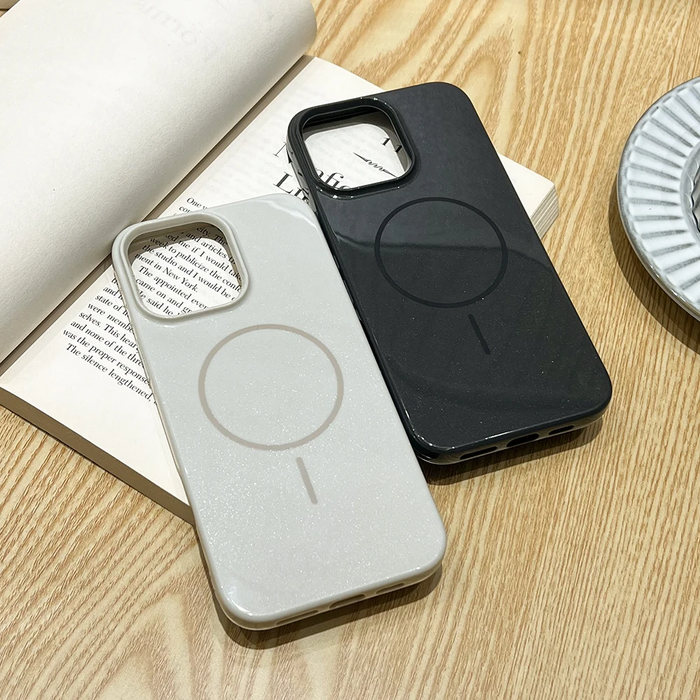 Funda de teléfono magnética de silicona para iPhone 17 Pro Max 16 13 15 14 11 12 Air 17promax 16promax 17pro Funda con purpurina a prueba de golpes - imagen 4