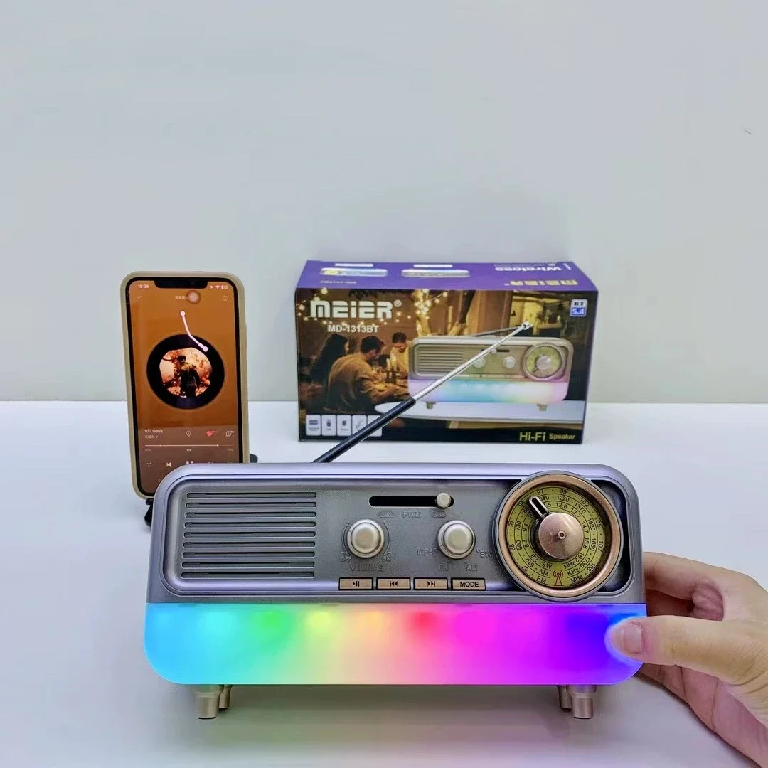 Altavoces Bluetooth portátiles inalámbricos, Mini caja de sonido clásica, Radio multibanda para el hogar con luz LED nocturna, adornos de regalo creativos - imagen 5