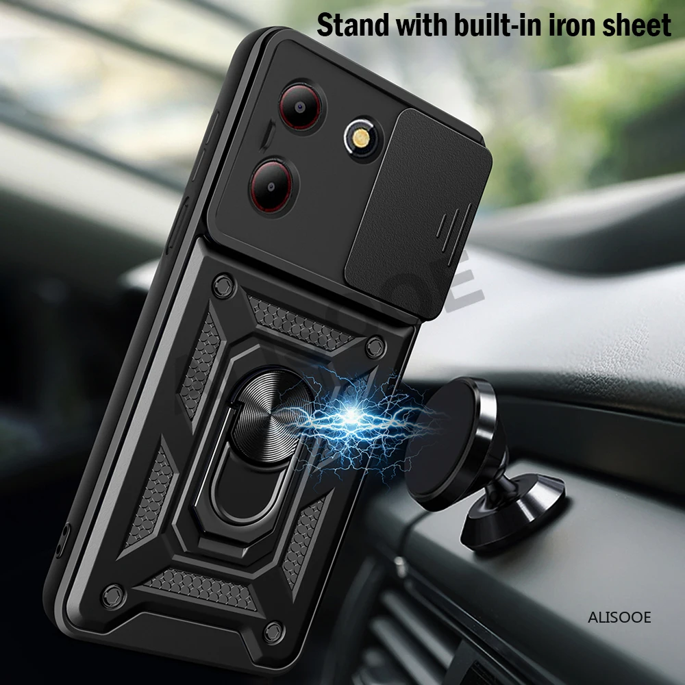 Funda de cámara deslizante para ZTE Blade A54, Funda protectora con soporte de anillo de armadura para ZTE Blade A54 Capa - imagen 5