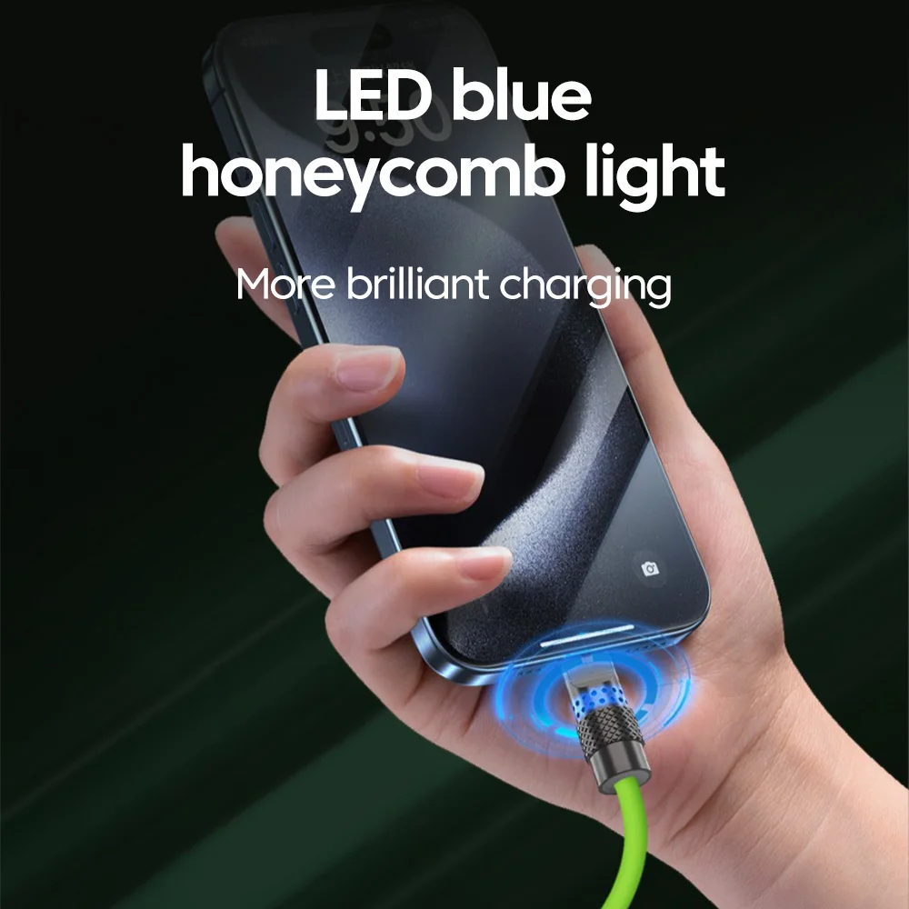 240W tipo C a tipo C Super carga indicador LED de silicona Cable de datos tipo C para Iphone 15 16 Samsung s24 s23 Huawei Tablet Laptop - imagen 3