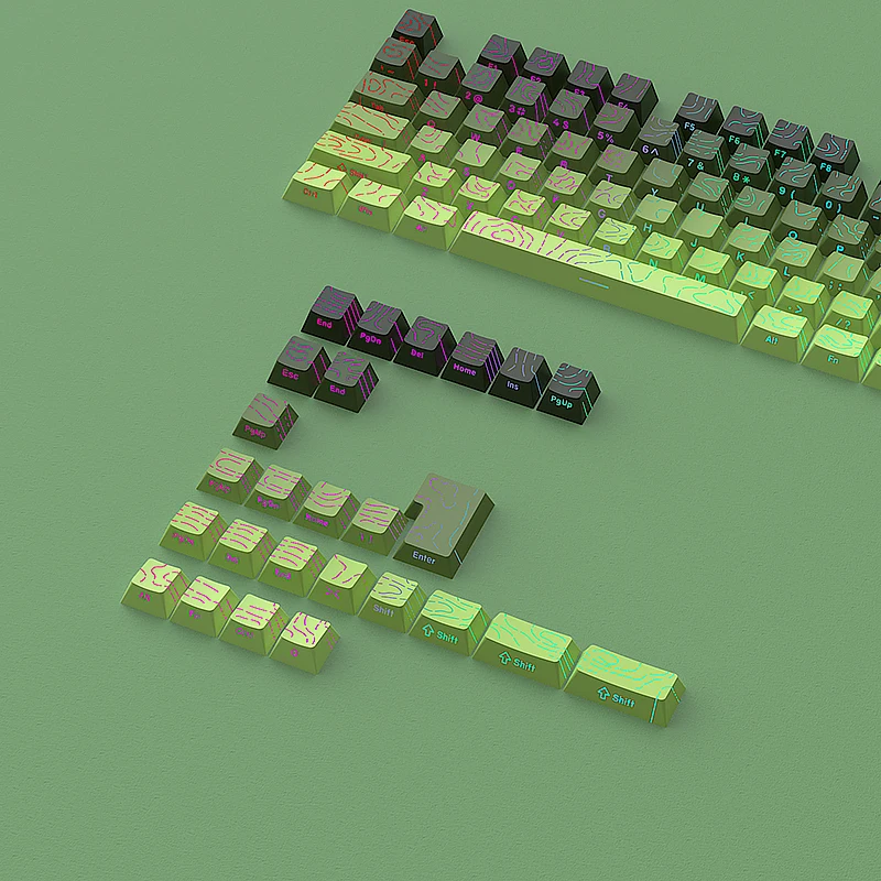 130 teclas Matcha contorno línea lateral grabado teclado tapa cereza perfil transmisión de luz PBT sublimación de cinco lados - imagen 5