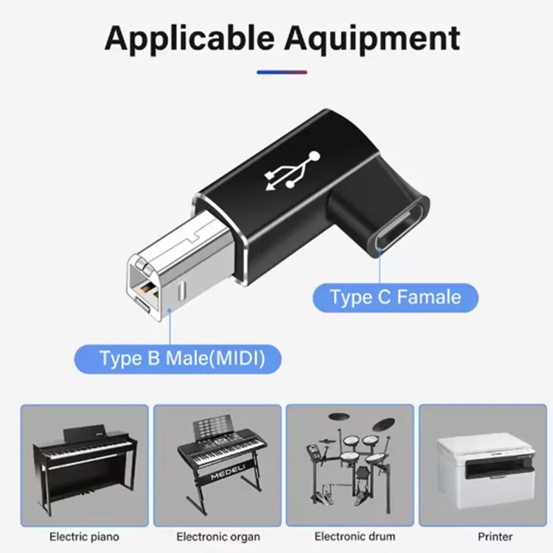 Adaptador tipo C hembra a USB-B macho, adaptador cuadrado de impresora USB 2,0 para impresora, teclado de Piano, máquina de Fax, escáner, interfaz MIDI - imagen 2