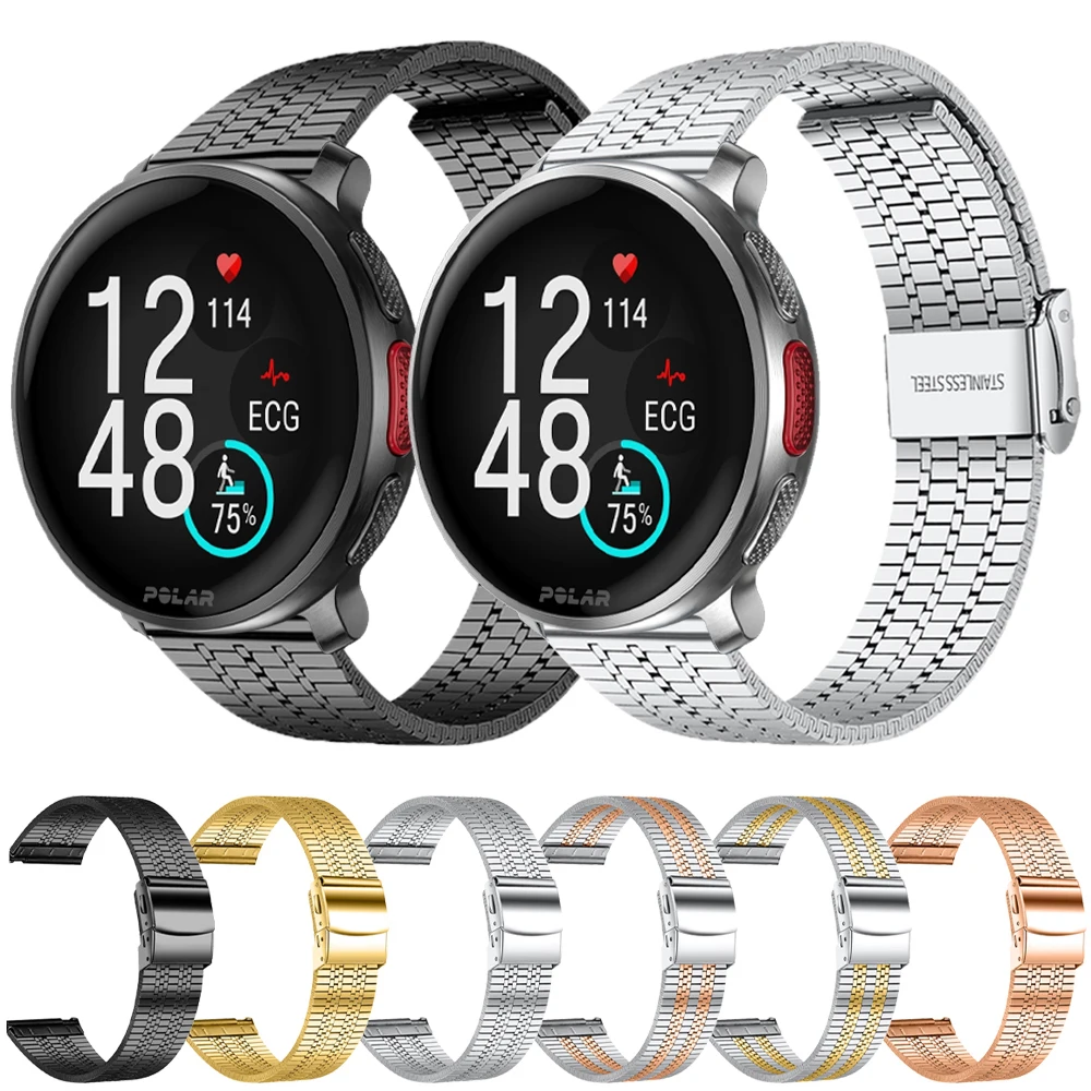 Correa de Metal para Polar Vantage V3 M2/M Grit X Pro Titan, pulsera para Polar Ignite 3 2 Unite Pacer, acero inoxidable, 20mm, 22mm - imagen 2