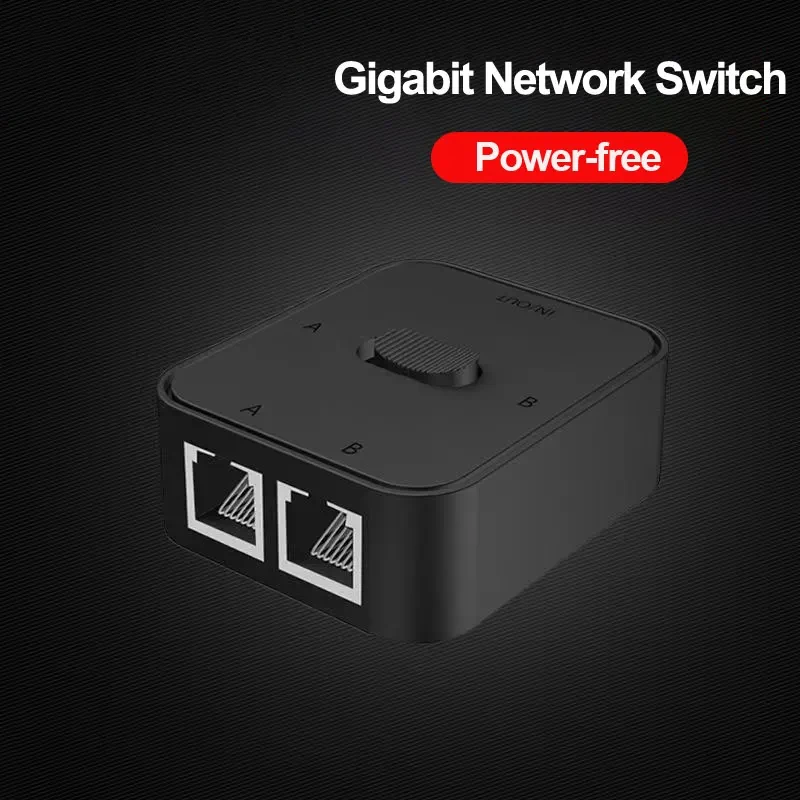 Adaptador de conmutador Ethernet LAN RJ45 CAT6 de 2 puertos, divisor de conmutador de red externo interno, 1000Mbps, Gigabit 2 en 1 de salida/1 en 2 de salida