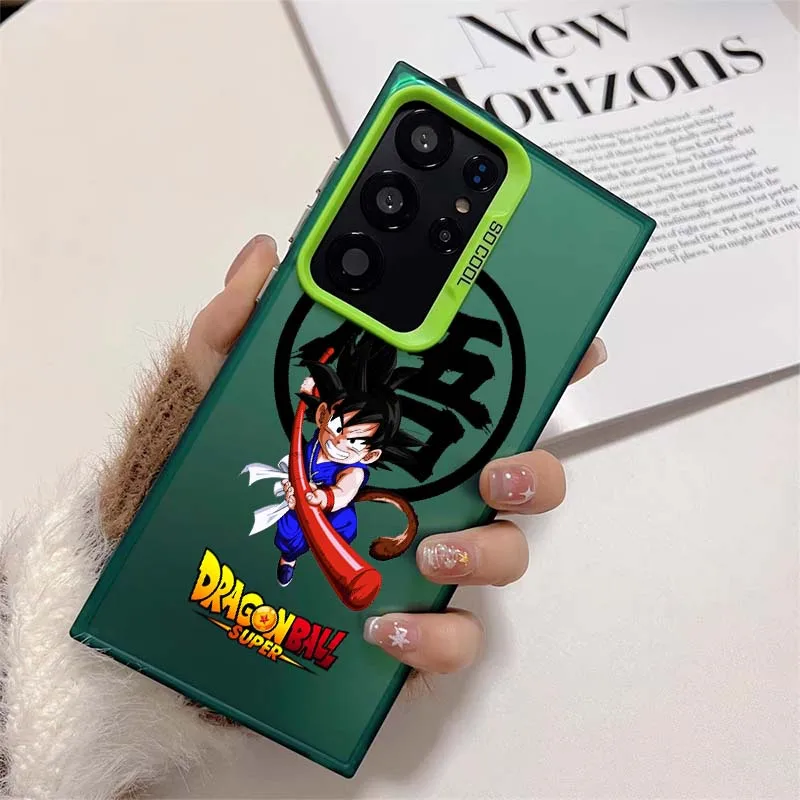 D-Dragon Ball tarjetas Son Goku funda para Samsung Galaxy S25 S24 S23 S22 S21 Ultra Plus funda de teléfono plateada colorida - imagen 4