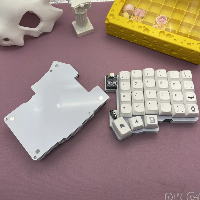 Teclado portugués Silakka54 dividido, Teclado ergonómico con cable de intercambio en caliente QMK Teclado Dividido, Teclado mecánico VIAL Silakka 54 - imagen 5