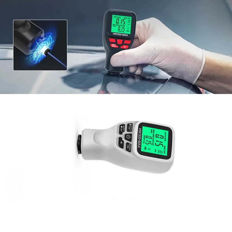 HW300-MAX 0,1 micras/0-2000um medidor de espesor de recubrimiento de coche probador de espesor de película de pintura herramienta de medición medidor de recubrimiento Fe & NFe - imagen 5