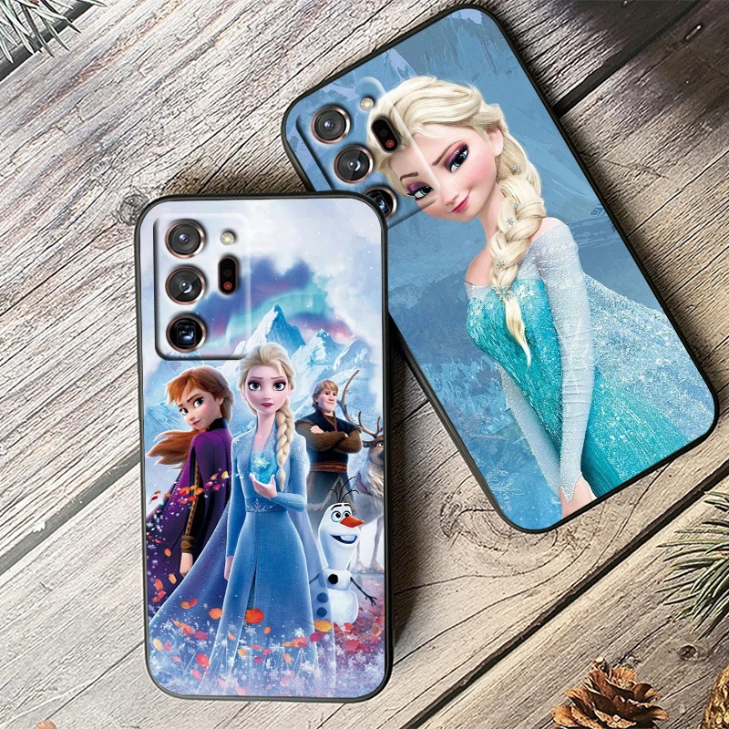 Funda de teléfono de TPU negra Elsa Frozen Snow Queen Disney para Samsung Note 20 10 Ultra Plus A31 A14 A12 A70 A34 A25 A04 A05 A15 A24 5G - imagen 4