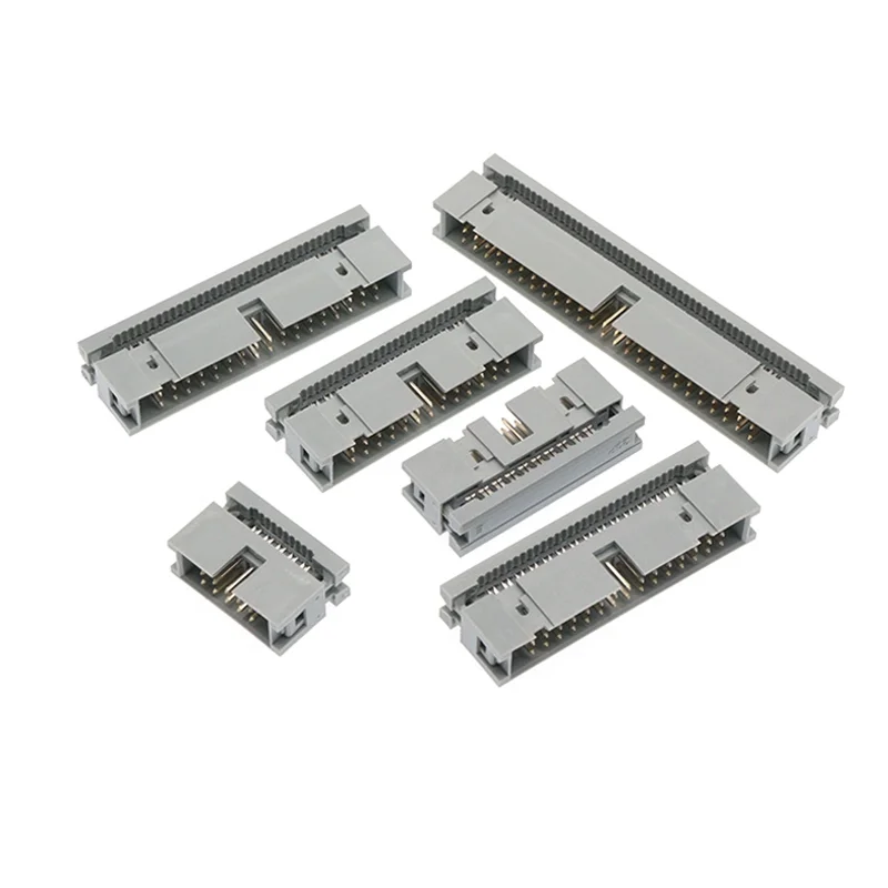 Conector macho de cabezal de caja IDC recta, 2 piezas, 2,54mm, 10P/14P/16P/20P/26/30/34/40/50/60P/64 Pines, para 1,27 cable plano espaciado mm - imagen 2