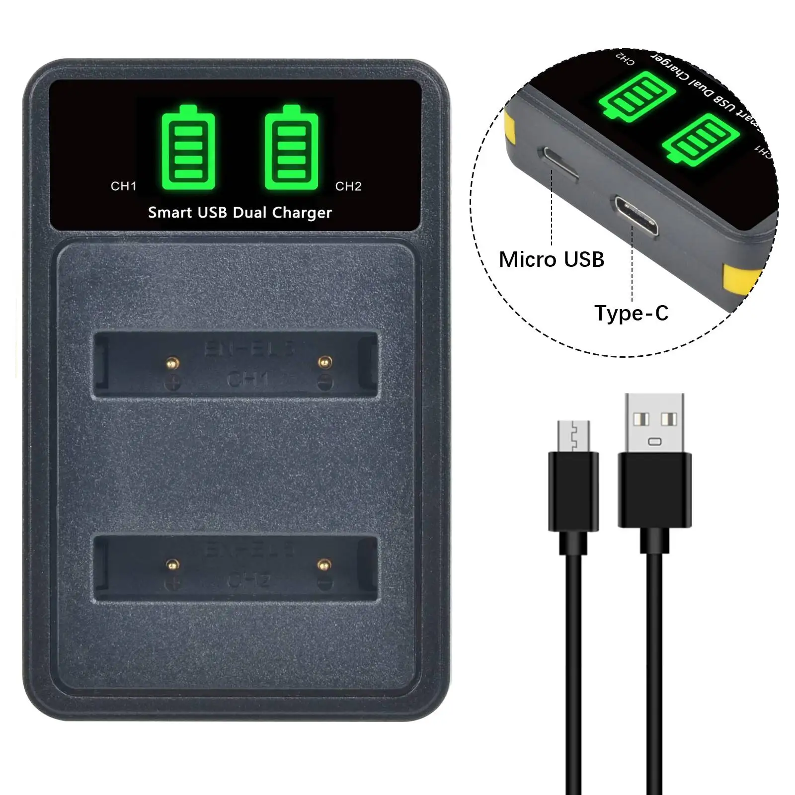 Batmax EN-EL5 EN EL5 ENEL5 batería + cargador Dual LED para NIKON Coolpix P530 P520 P510 P100 P500 P5000 P5100 P6000 3700 4200 - imagen 5