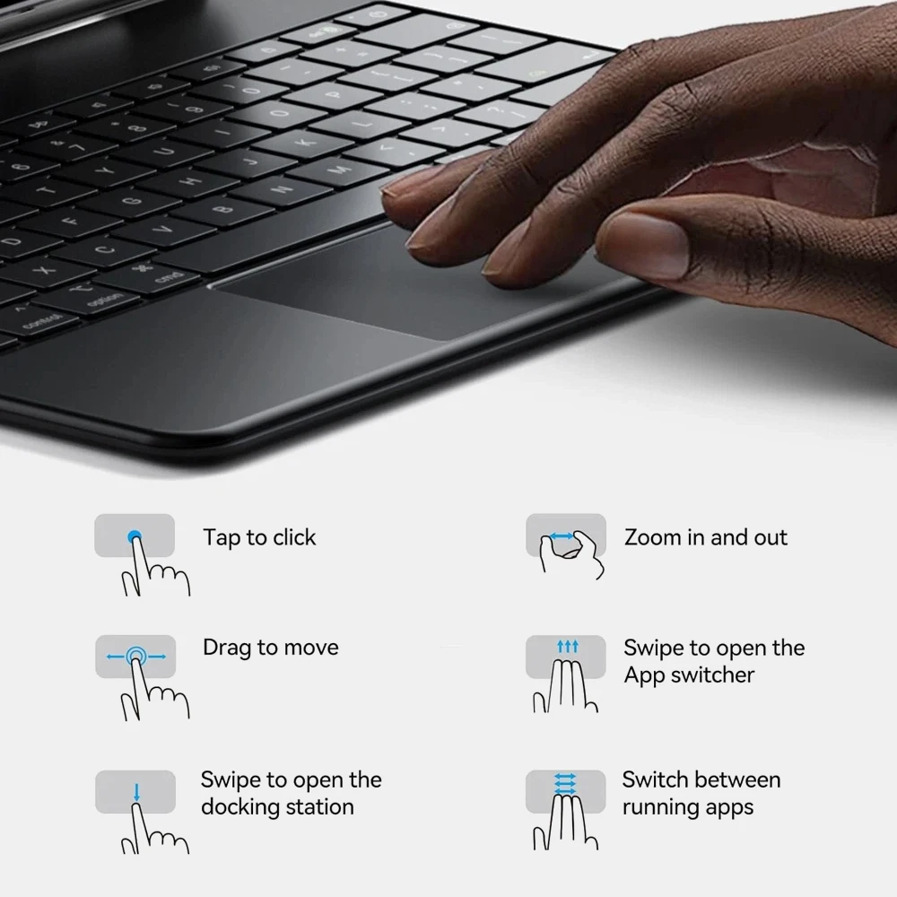 Teclado mágico para iPad 2018 2020 2021 2022 2024 2025 Air Por 10,9 11 12,9 13 pulgadas Bluetooth inalámbrico retroiluminado español funda inteligente - imagen 3