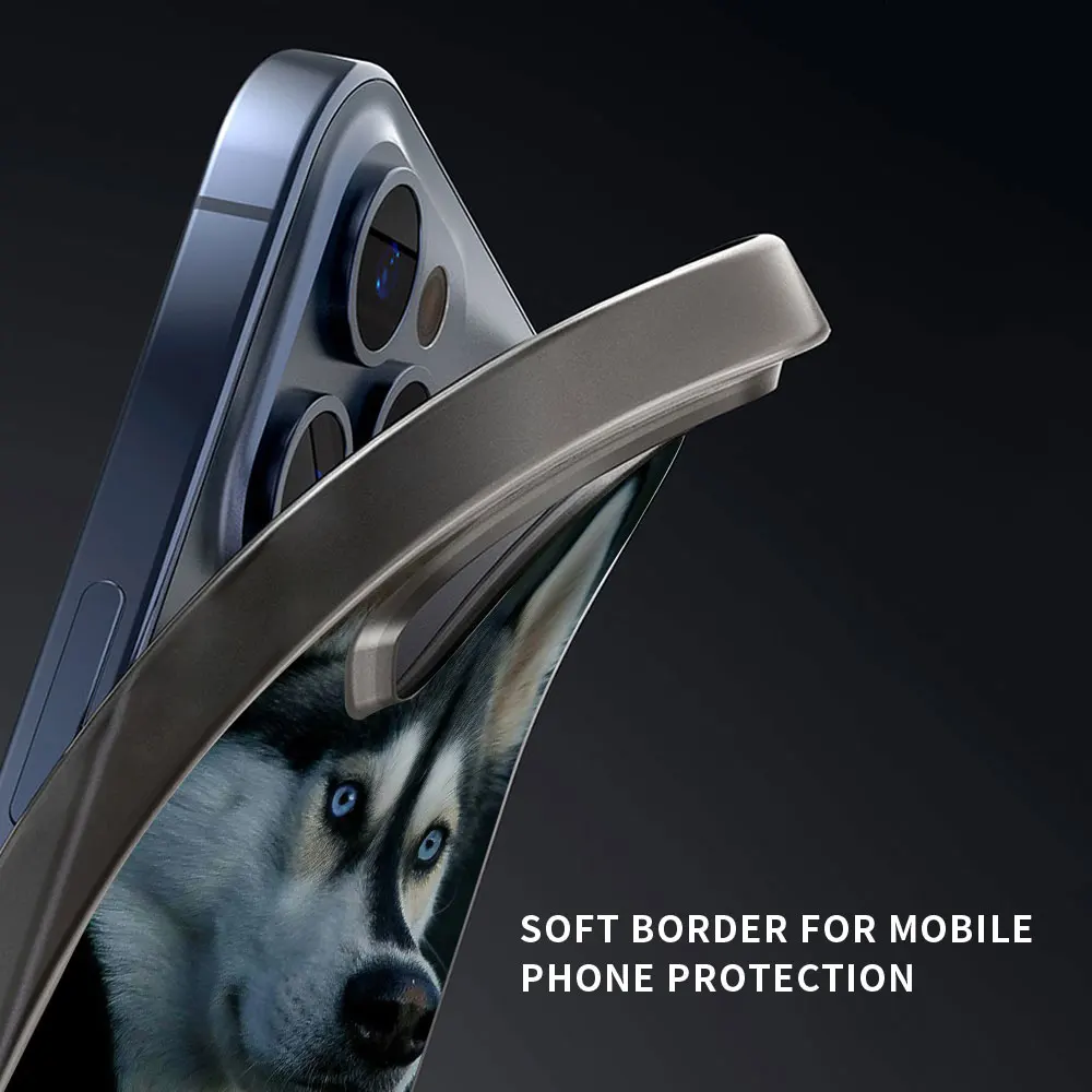Funda de teléfono de lujo de Alaskan Husky Dog para iPhone 13, 15, 14, 12, 11 Pro MAX, XR, X, SE, XS, 7, 8 Plus, cubierta de silicona negra mate - imagen 4