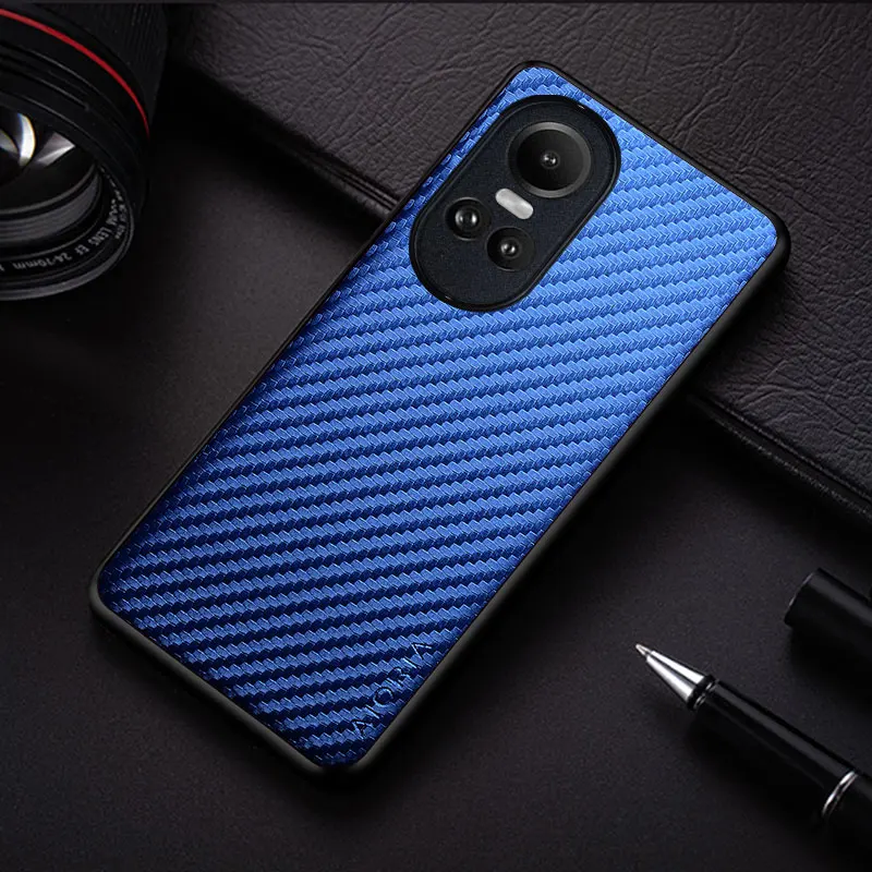 Funda delgada de fibra de carbono a prueba de golpes para Oppo Reno 11 10 8 T 7 6 Pro Plus, funda protectora antideslizante de cuerpo completo para teléfono - imagen 3