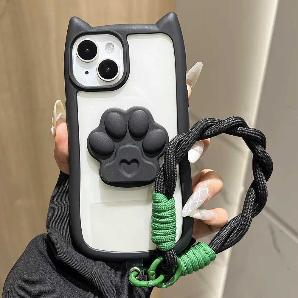 Funda de teléfono con Oreja de Gato bonita de lujo para iPhone 14 Funda iPhone 11 13 15 16 Pro Max 12 13promax 14promax Funda con cordón suave a prueba de golpes - imagen 3