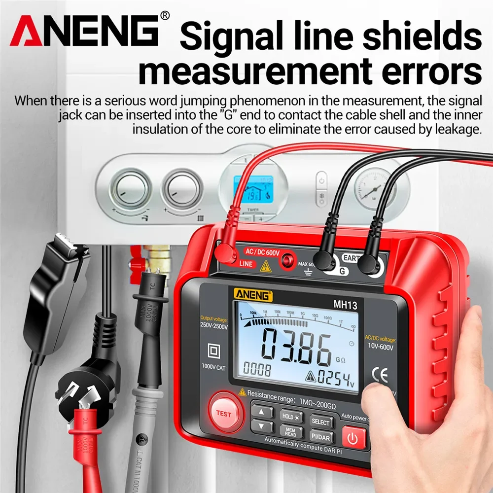 ANENG MH13 Megóhmetro de aislamiento 2000 recuentos Ohm probador de voltaje multímetro Digital medidor de resistencia de aislamiento herramienta megóhmetro - imagen 3