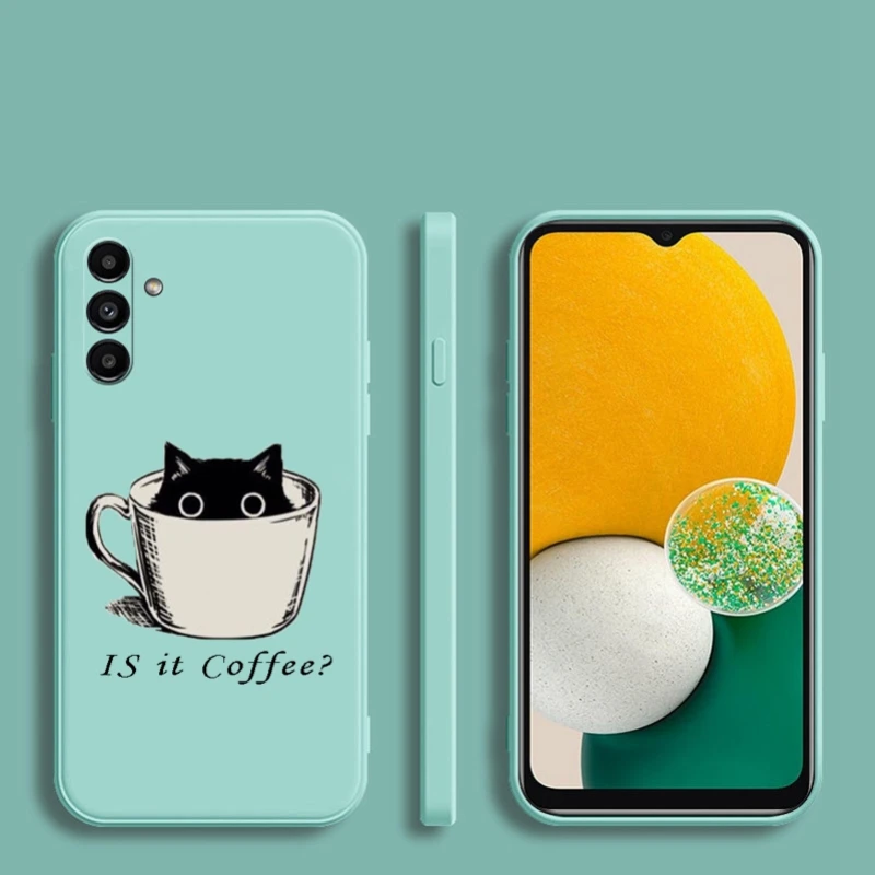 Funda de silicona suave con dibujos de gatos y café para Samsung Galaxy A15, A25, A35, A55, A05, A05S, 5G - imagen 2