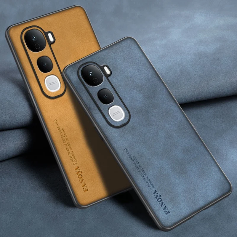 Para Vivo Y400 5G funda de teléfono de cuero PU de lujo para Vivo Y400 5G funda trasera de silicona mate a prueba de golpes protección completa Coque - imagen 2