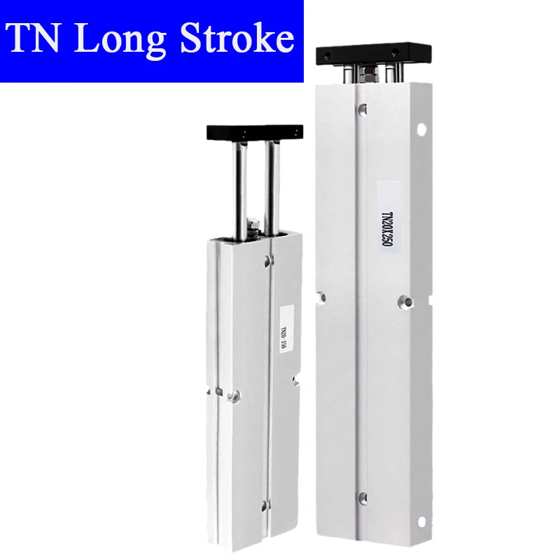 Pistón neumático de doble varilla, cilindro de aire TN10x300, 16x200, 20x400, carrera larga de 200mm a 500mm