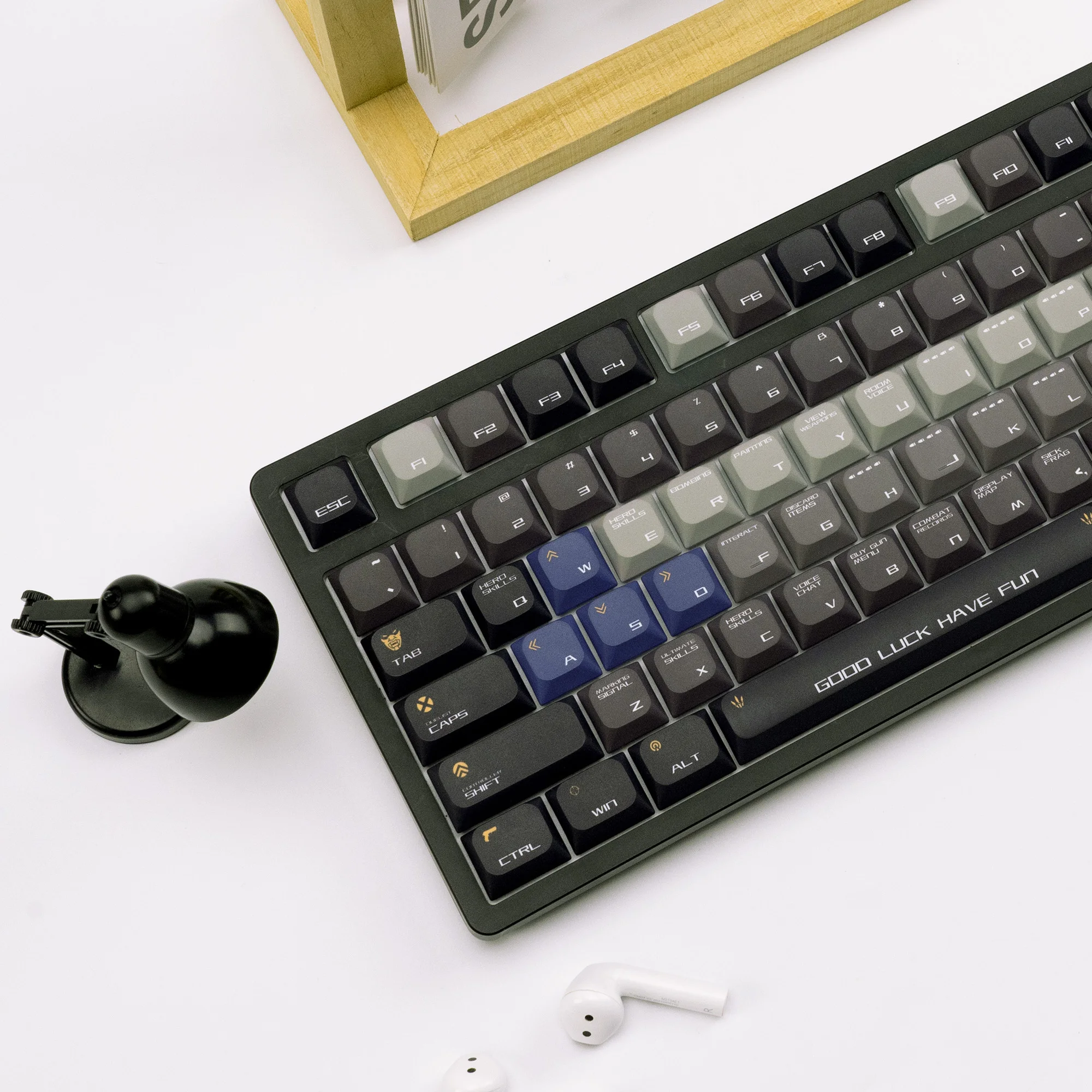 XVX Valorant teclas de gradiente de perfil bajo PBT Dye-Sub negro gris tema de juego Compatible 61/64/68/84/87/96/108 teclado de diseños - imagen 4