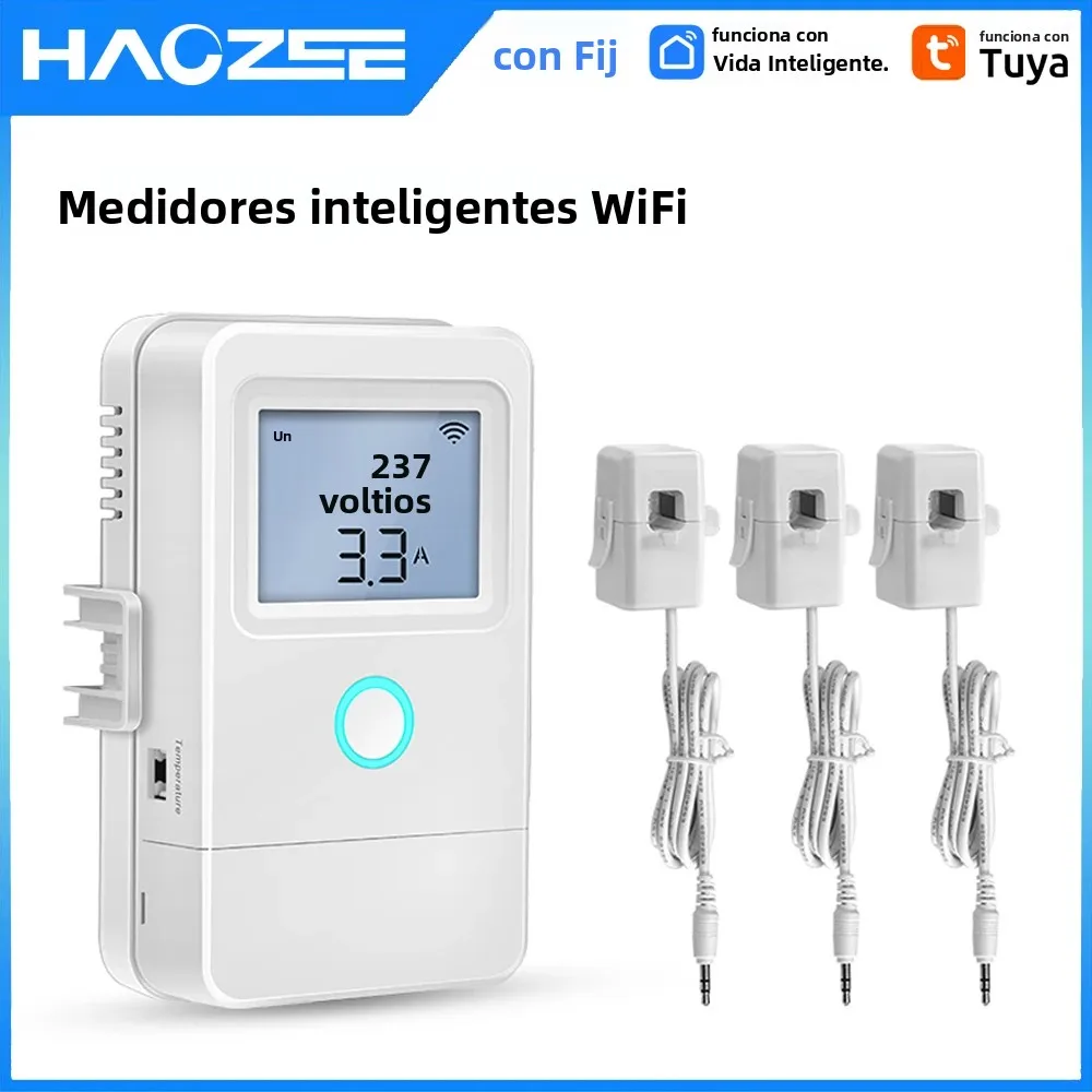 Haozee Tuya Wifi medidor de energía inteligente pantalla LCD consumo de producción de energía monitoreo bidireccional Control por aplicación