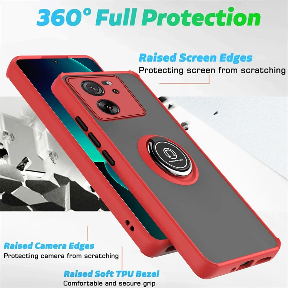 Armadura mate Funda para Xiaomi 13T Pro cubierta anillo soporte magnético soporte Coque Funda - imagen 4