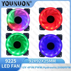Ventilador LED para PC de 92 mm, 4 pines, 12 V, doble halo