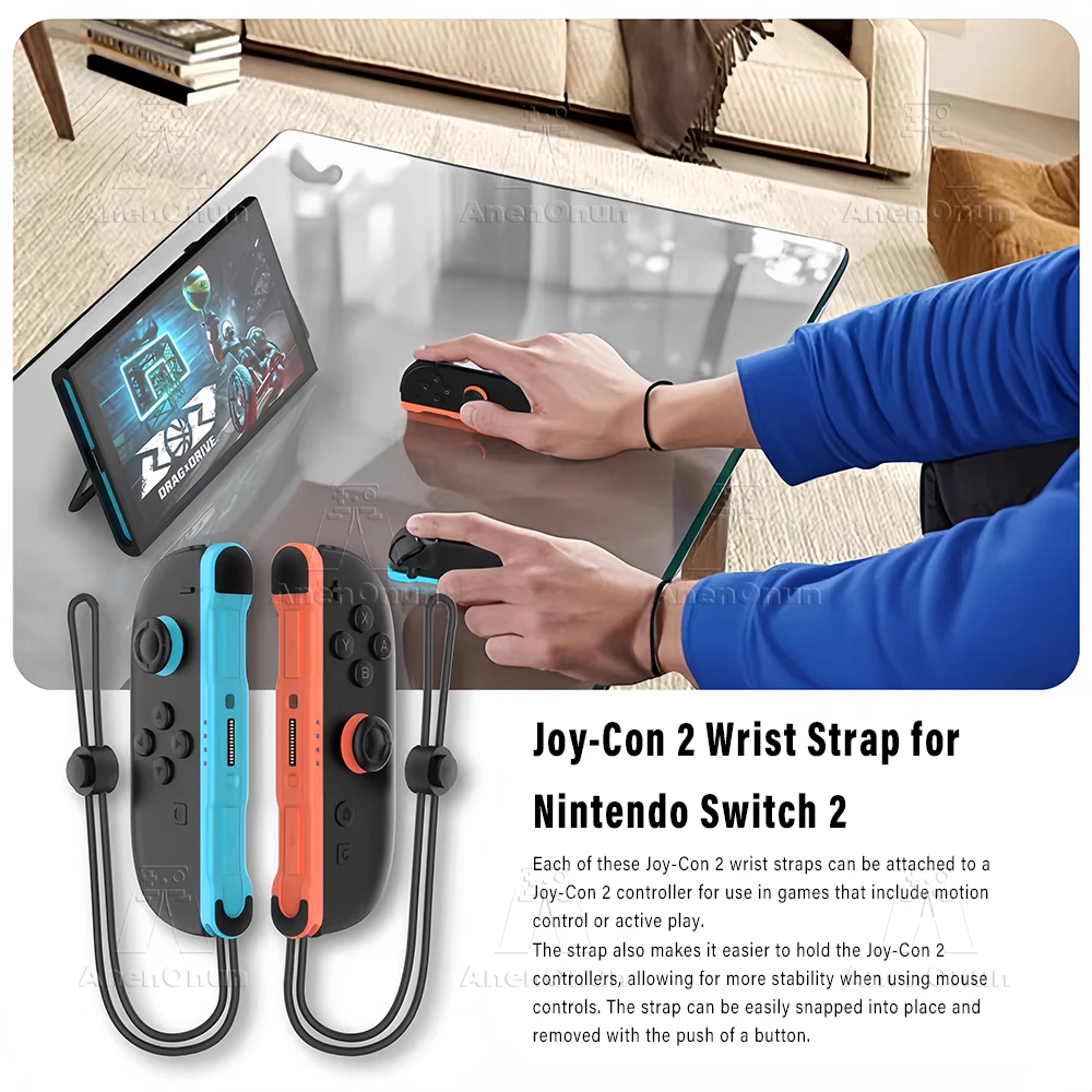 Paquete de 2 correas de muñeca Joycon 2, accesorios Premium para juegos, Joy Con 2 controladores, interruptor de correa ajustable, 2 piezas de repuesto duraderas - imagen 2