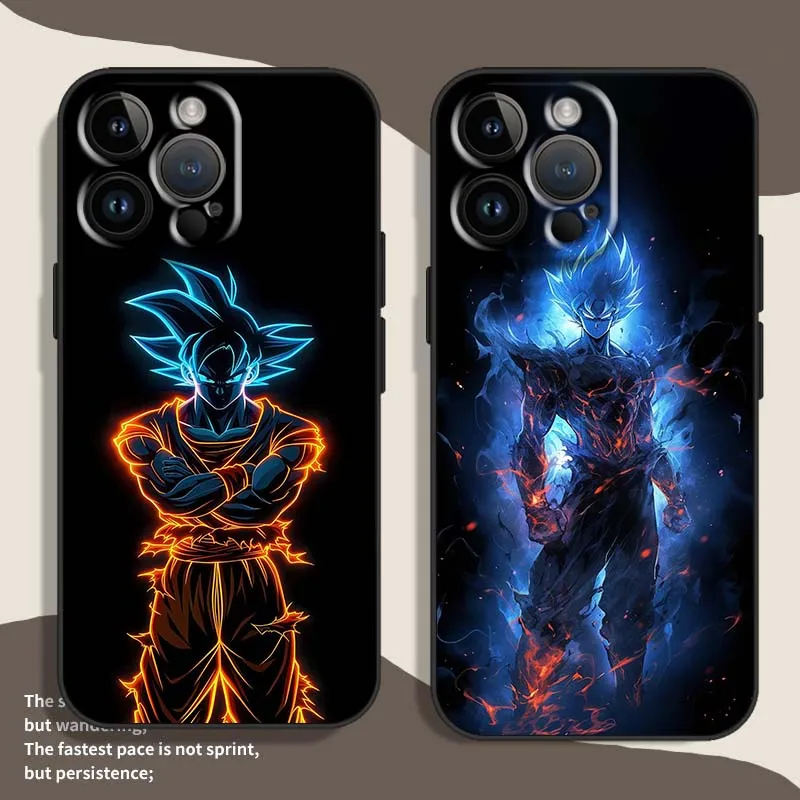 Anime Art d-dragon Ball Cool para Apple iPhone 16 15 14 13 12 11 XS X Mini Plus Pro Max funda de teléfono negra - imagen 2