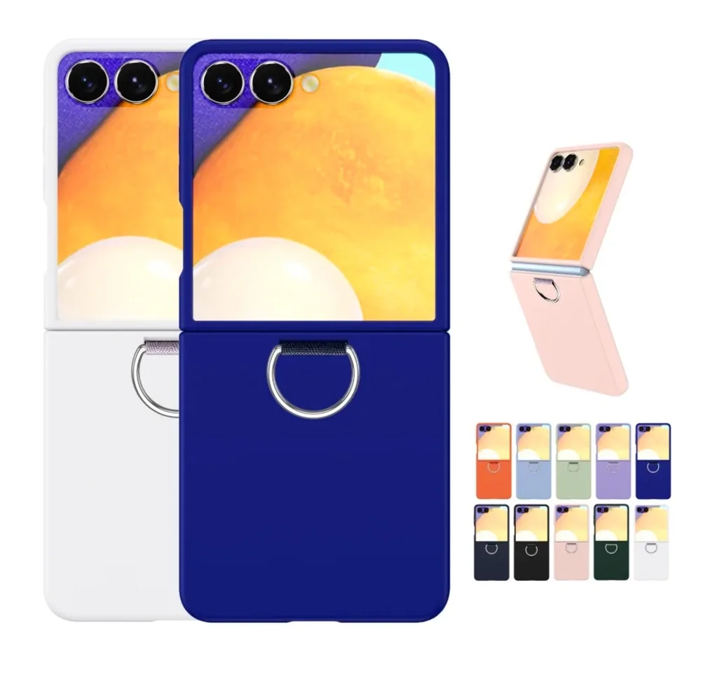 Funda de teléfono plegable de Color sólido con hebilla D de lujo para Samsung Galaxy Z Flip 7 FE 6 5 4 3 Flip7 Flip6 mate PC cubierta trasera a prueba de golpes - imagen 2