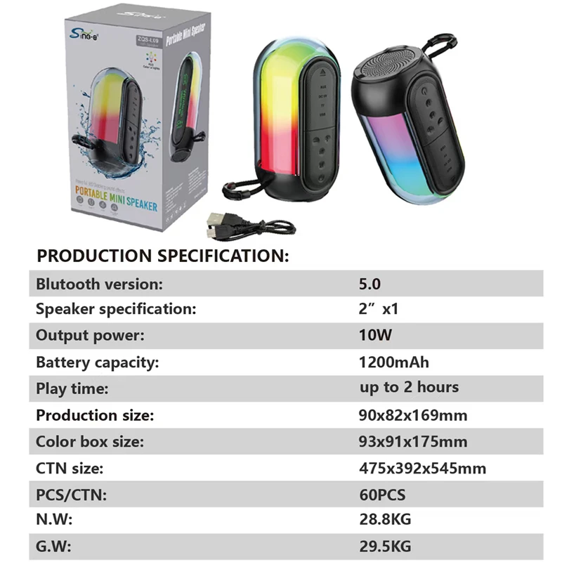 2025 nuevo Mini Altavoz Bluetooth para exteriores, portátil, inalámbrico, caja de sonido para juegos, luz LED, Subwoofer, descarga 3D, graves potentes con TWS TF - imagen 5