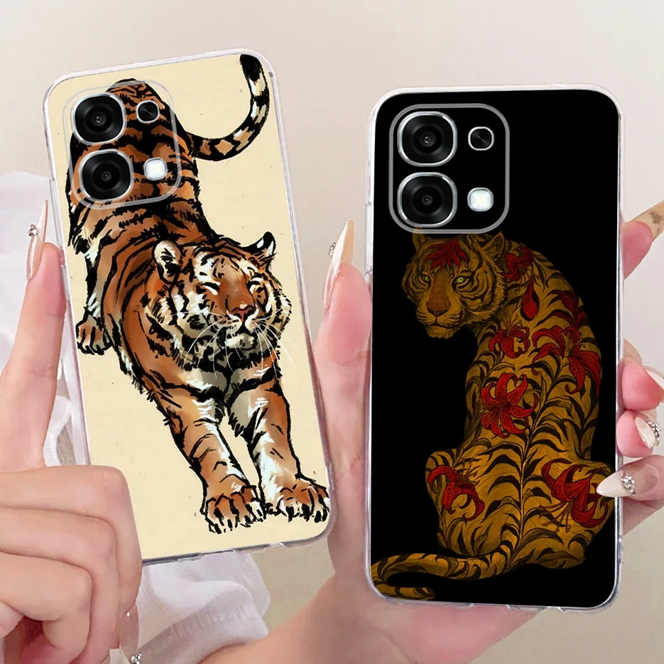 Para Oppo A6 Pro 5G funda CPH2781 lindo León Tigre dragón funda pintada de lujo funda de teléfono suave y delgada para Oppo A6 Pro A6Pro 4G Fundas - imagen 3