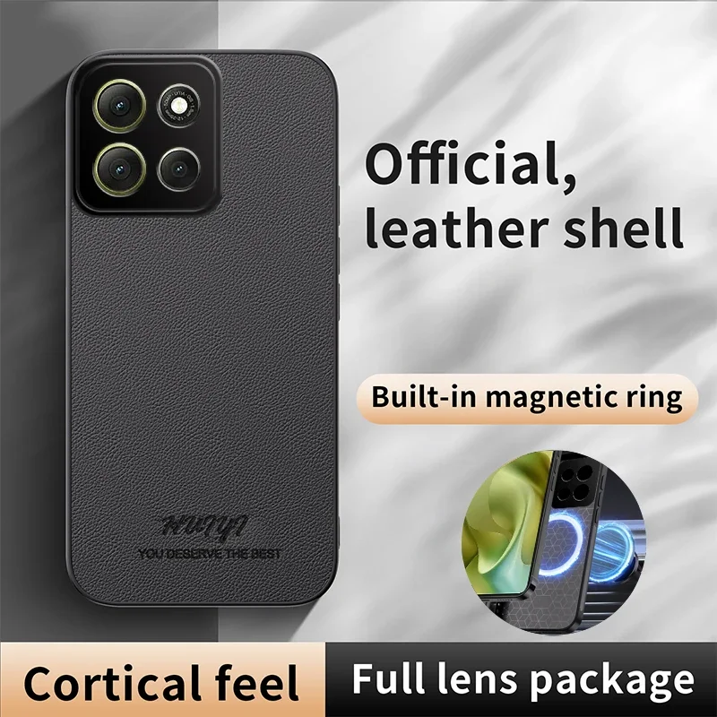 Funda de cuero mate para Moto G86 Power G 86 G96 G85 G75 G64 G35 G34 funda protectora trasera de silicona con marco suave magnético para coche - imagen 3